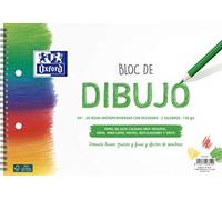 Oxford Drawing Pad A4+ 20 Sheets 130 g with Box, 2 Drills and Spiral | Soft Cover/Rigid Back Cover