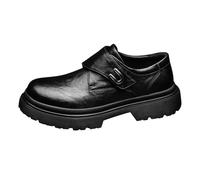 Oxford Dress Shoes for Men Leather Touch-Fastening Monk Shoes Platform Slip on Loafer Formal Business Casual Comfortable Dress Shoe dad Gifts Footwear UK 5.5 Black