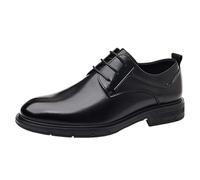 Oxford Dress Shoes for Men Spanish Leather Uniform Office Non Slip Rubber Sole Slip Resistant Anti-Slip Shoe Fashion Lace Up Round Toe(Negro,7.5 UK)