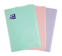 Oxford EasyBook Pastel A4 Notebook with Document Pockets, 96 Pages Ruled Assorted Colours Pack of 3