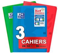 Oxford EasyBook Set of 3 Large Stapled Notebooks 24 x 32 cm 96 Large Squared Pages 90 g Assorted Colours