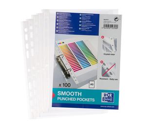Oxford Elba A5 60 microns Standard Punched Pockets (Bag of 100), Clear, 40002567