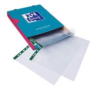 Oxford Elba Hamelin A4 Glass Clear Standard Punched Pockets, Multipunched Green Strip, 55 Microns, Box Of 100