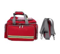Oxford Fabric Multi Pocket Storage Bag with Sturdy Handle and Shoulder Strap, Organizer for Emergency Supplies, for Outdoor Use and Instructions (Red)