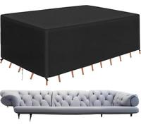 Oxford Fabric Outdoor Sofa Cover 155x75x60cm Garden Furniture Covers Waterproof, Windproof Sunproof Drawstring Buckle for Garden Sofa, Table and Chair Set (Black, Rectangular)