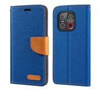 Oxford Fabric PU Leather Flip Wallet Case Compatible with Emporia Smart 6 Lite, Durable Protective Cover with Card Slots and Magnetic Closure (Blue)
