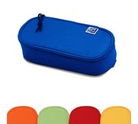 Oxford Girls Boys Oval Pencil Case with Pen Holder Durable Blue