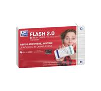 Oxford Flash 2.0 Index Cards A7, Flashcards, 75 x 125 mm, Lined, White, Pack of 80