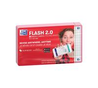 Oxford Flash 2.0 Pack of 80 Flash Cards Size 7/5 x 12.5 cm Small Squares on Both Sides - Navy Blue Frame - Bristol Sheets Pink