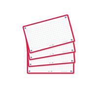 Oxford Flash Cards, Squared with Red Frame, 7.5 x 12.5 cm, Pack of 80