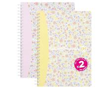 Oxford Floral Pastel, Pack of 2 A5 Small Squares Notebook, 120 Pages, Spiral Binding, Card Cover, Assorted Colours
