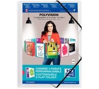 Elba Polyvision Elasticated Three Flap Folder - Clear, 100201153
