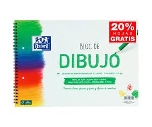 Oxford Hamelin A4 School Drawing Bloc+ 20 Smooth Sheets With Box And Drilling Microperforated Leaves Of Soft Cover Double Spiral 130gr