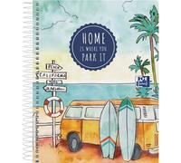 Oxford Hamelin A5+ Van Life Notebook 4 Bands Color Extra Hard Cover 120 Grid Sheets 5x5 Pretty Notebook ´´home´´ With 6 Holes