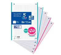 Oxford Hamelin Refill Pad A4 Quadriculated Leaves 100+20 Sheets 5x5 4 Balads Band 5 Colors