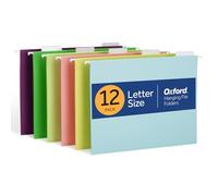 Oxford Hanging File Folders, 12 Pack, Letter Size (8.5" x 11"), 6 Assorted Colors, 5 Tab Positions, Includes Tabs and Inserts, Hanging Files for Office and Document Organization