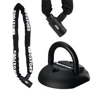 Oxford Hardcore XC13 Motorcycles Chain Lock 1.5m with Oxford Taskforce Ground -Heavy Duty Motorbike & Anti Theft Wall Anchor for Protection & Bike Security Lock (1.5m x 13mm)