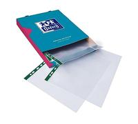 Oxford Heavy Duty Punched Poly Pockets, Clear, Box of 100 Extra Strong 50 Micron Plastic Wallets