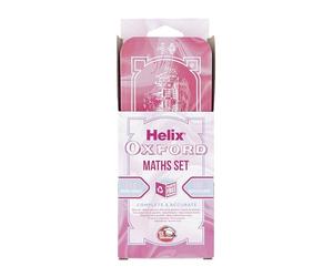 Oxford Helix Maths Set Pink Marble Edition 9 Piece Geometry Set with Ruler, Compass, Protractor, Pencil & Eraser for School, Exams & Students