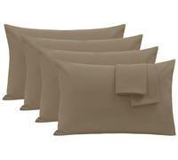 Oxford Homeware Beige Pillow Cases 4 Pack- Soft Brushed Microfiber Standard Size Pillowcases Envelope Closure, Fade & Wrinkle Resistant Breathable Bed Pillow Covers (50 x 75 cm)