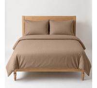 Oxford Homeware Beige Super King Stripe Duvet Cover & Pillowcases Set, 3 Piece, Soft & Easy Care Bedding, Duvet Cover Set