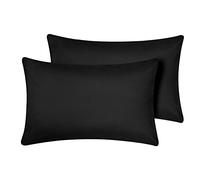 Oxford Homeware Black Pillow Cases 2 Pack Brushed Microfiber - Standard Pillowcases Fade Resistant Pillow Cover Envelope Closure Pillow Covers (50 x 75 cm)