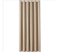 Oxford Homeware Blackout Curtains for Bedroom 66x84 Inch Single Panel Thermal Insulated Eyelet Cream Curtain with Tie Back