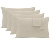 Oxford Homeware Cream Pillow Cases 4 Pack- Soft Brushed Microfiber Standard Size Pillowcases Envelope Closure, Fade & Wrinkle Resistant Breathable Bed Pillow Covers (50 x 75 cm)