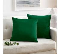 Oxford Homeware Cushion Covers 45 x 45 cm - 2 Pack Green Decorative Square Throw Pillow Cases with Invisible Zipper for Sofa Bedroom Living Room (18 x 18 Inch)