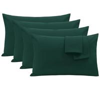 Oxford Homeware Emerald Pillow Cases 4 Pack- Soft Brushed Microfiber Standard Size Pillowcases Envelope Closure, Fade & Wrinkle Resistant Breathable Bed Pillow Covers (50 x 75 cm)