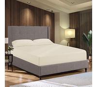 Oxford Homeware Fitted Bed Sheets Double Extra Deep 40 cm/16 Inches Easy Care Brushed Microfiber Febric Double Fitted Sheet 200 Threads Count Wrinkle Resistant Fitted Sheets (Cream, (137 x 190 cm))