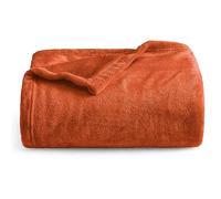 Oxford Homeware Fleece Blanket Sofa Throw Cuddly Reversible Soft Throws for Bed, Couch, Settee, Travel Lightweight and Breathable Blanket fit All Season (Rust, Throw/Single)