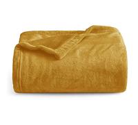 Oxford Homeware Fleece Blanket Sofa Throw Cuddly Reversible Soft Throws for Bed, Couch, Settee, Travel Lightweight and Breathable Blanket fit All Season (Mustard, Throw/Single)