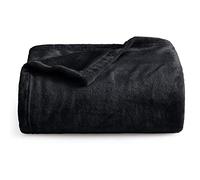 Oxford Homeware Fleece Blanket Sofa Throw Cuddly Reversible Soft Throws for Bed, Couch, Settee, Travel Lightweight and Breathable Blanket fit All Season (Black, Throw/Single)