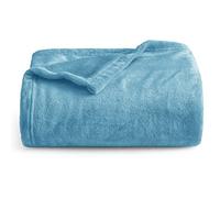 Oxford Homeware Fleece Blanket Sofa Throw Cuddly Reversible Soft Throws for Bed, Couch, Settee, Travel Lightweight and Breathable Blanket fit All Season (Light Blue, Super King)