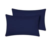 Oxford Homeware Navy Pillow Cases 2 Pack Brushed Microfiber - Standard Pillowcases Fade Resistant Pillow Cover Envelope Closure Pillow Covers (50 x 75 cm)