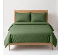Oxford Homeware Olive Green Super King Stripe Duvet Cover & Pillowcases Set, 3 Piece, Soft & Easy Care Bedding, Duvet Cover Set