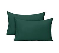 Oxford Homeware Pillow Cases 2 Pack Brushed Microfiber - Standard Pillowcases Fade Resistant Pillow Cover Envelope Closure Emerald Pillow Covers (50 x 75 cm)