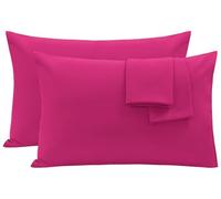 Oxford Homeware Pink Pillow Cases 2 Pack- Soft Brushed Microfiber Standard Size Pillowcases Envelope Closure, Fade & Wrinkle Resistant Breathable Bed Pillow Covers (50 x 75 cm)