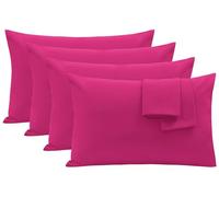Oxford Homeware Pink Pillow Cases 4 Pack- Soft Brushed Microfiber Standard Size Pillowcases Envelope Closure, Fade & Wrinkle Resistant Breathable Bed Pillow Covers (50 x 75 cm)