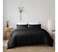 Oxford Homeware Plain Black Super King Duvet Cover With Pillowcase, 3 Piece Set, Soft & Easy Care, Duvet Covers Bedding Sets
