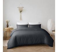 Oxford Homeware Plain Charcoal Super King Duvet Cover With Pillowcase, 3 Piece Set, Soft & Easy Care, Duvet Covers Bedding Sets