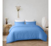Oxford Homeware Plain Light Blue Super King Duvet Cover With Pillowcase, 3 Piece Set, Soft & Easy Care, Duvet Covers Bedding Sets