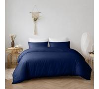 Oxford Homeware Plain Navy Super King Duvet Cover With Pillowcase, 3 Piece Set, Soft & Easy Care, Duvet Covers Bedding Sets