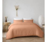 Oxford Homeware Plain Peach Super King Duvet Cover With Pillowcase, 3 Piece Set, Soft & Easy Care, Duvet Covers Bedding Sets