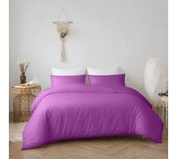 Oxford Homeware Plain Purple Super King Duvet Cover With Pillowcase, 3 Piece Set, Soft & Easy Care, Duvet Covers Bedding Sets