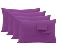 Oxford Homeware Purple Pillow Cases 4 Pack- Soft Brushed Microfiber Standard Size Pillowcases Envelope Closure, Fade & Wrinkle Resistant Breathable Bed Pillow Covers (50 x 75 cm)