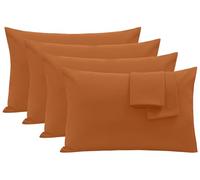 Oxford Homeware Rust Pillow Cases 4 Pack- Soft Brushed Microfiber Standard Size Pillowcases Envelope Closure, Fade & Wrinkle Resistant Breathable Bed Pillow Covers (50 x 75 cm)