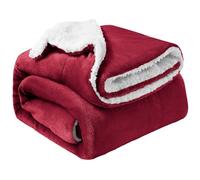 Oxford Homeware Sherpa Fleece Blanket Reversible Throw Blankets Soft Fluffy Thick Blankets Microfiber Plush Blanket for Bed, Couch (Burgundy, Super King (230 x 270 Cm))