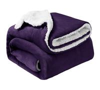 Oxford Homeware Sherpa Fleece Blanket Reversible Throw Blankets Soft Fluffy Thick Blankets Microfiber Plush Blanket for Bed, Couch (Purple, Double (150 x 200 Cm))